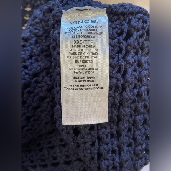 Vince Navy Blue Crochet Cardigan - size XXS - Picture 4 of 5